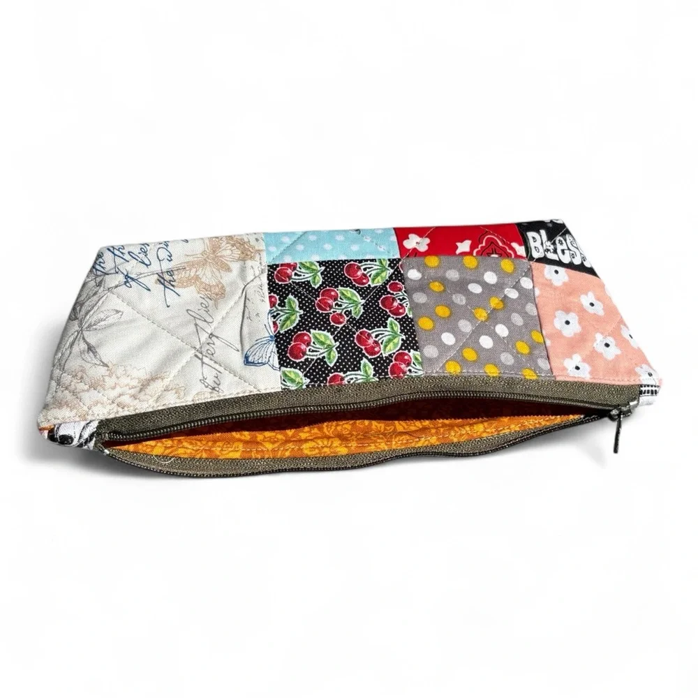 Colorful Patchwork Zipper Pencil Pouch - Picture 7 of 8